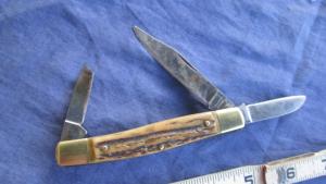 VTG BROWNING JAPAN Stag Horn 3 Blade Stockman Knife Blade broken amp loss