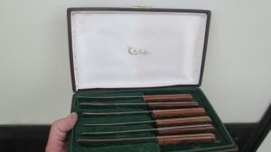 Vintage CASE XX USA Miracl-Edge M254 6 Piece Serrated Steak Knife Set w/ Box