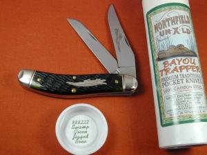 Great Eastern Cutlery GEC Swamp Green Jigged Bone Bayou Trapper Knife 1 of 486 NIT USA Made 888222