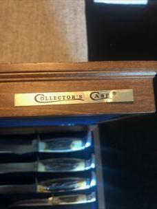 CASE XX Stag Blue Scroll Knife 11 Knives 1977 Wood Collector Box