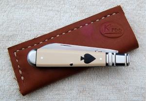 K'Roo Fancy Jack 3.75" Closed with Ivory Paper Micarta Covers And Lambs Foot Blade (1)