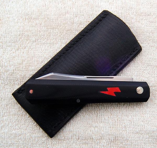 KRoo DragonFly Shadow 4.00" Closed with Black Linen Micarta Covers And Sheep Foot Blade (2) KRoo DragonFly Shadow 4.00" Closed with Black Linen Micarta Covers And Sheep Foot Blade (2)