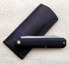 KRoo DragonFly Shadow 4.00" Closed with Black Linen Micarta Covers And Sheep Foot Blade (2)