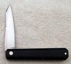 KRoo DragonFly Shadow 4.00" Closed with Black Linen Micarta Covers And Sheep Foot Blade (2)