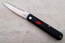 KRoo DragonFly Shadow 4.00" Closed with Black Linen Micarta Covers And Sheep Foot Blade (2)