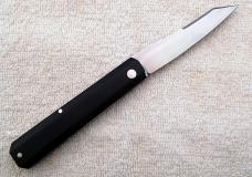 KRoo DragonFly Shadow 4.00" Closed with Black Linen Micarta Covers And Sheep Foot Blade (2)