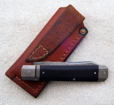 KRoo DragonFly Black Beauty  4.00" Closed with Black Linen Micarta Covers And Sheep Foot Blade (3)