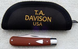 T.A. Davison Clip Jack #2418 3.875" with Natural Canvas Micarta Covers And Todd's Clip Blade (6)