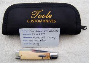 Bobby Toole Gunstock Tail-Lock 3.9375" with Interior Mammoth Ivory Covers And Spearpoint Blade (8)