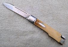 Bobby Toole Gunstock Tail-Lock 3.9375" with Interior Mammoth Ivory Covers And Spearpoint Blade (8)