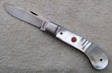 Vincenzo Balistreri Saddlehorn 4.00" Closed with Mother of Pearl Covers And Clip Blade (10)