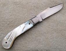 Vincenzo Balistreri Saddlehorn 4.00" Closed with Mother of Pearl Covers And Clip Blade (10)