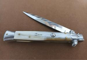 SUPER NICE 11"HONEY BUFFALO HORN ITALIAN STILETTO MADE BY FRANK BELTRAME IN MANIGO ITALY