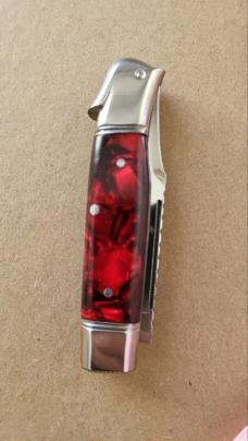 3 3/8" Custom Made Bird's Head Bolster Knife, Very Nice Red Handles