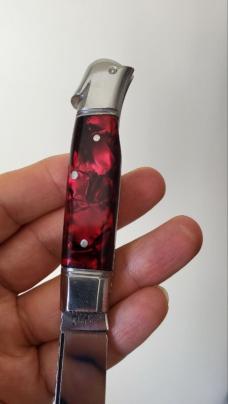 3 3/8" Custom Made Bird's Head Bolster Knife, Very Nice Red Handles