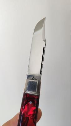 3 3/8" Custom Made Bird's Head Bolster Knife, Very Nice Red Handles