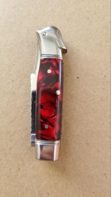 3 3/8" Custom Made Bird's Head Bolster Knife, Very Nice Red Handles