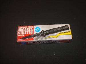 Black Micarta Stiletto Assisted Open Knife new in box