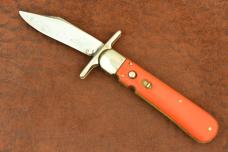 VINTAGE SCHRADE WALDEN 1950-1972 RED DELRIN SWING GUARD SWITCH BLADE KNIFE (24698)