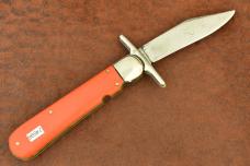 VINTAGE SCHRADE WALDEN 1950-1972 RED DELRIN SWING GUARD SWITCH BLADE KNIFE (24698)