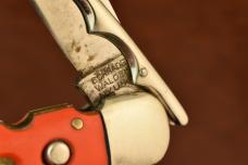 VINTAGE SCHRADE WALDEN 1950-1972 RED DELRIN SWING GUARD SWITCH BLADE KNIFE (24698)