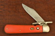 VINTAGE SCHRADE WALDEN 1950-1972 RED DELRIN SWING GUARD SWITCH BLADE KNIFE (24698)