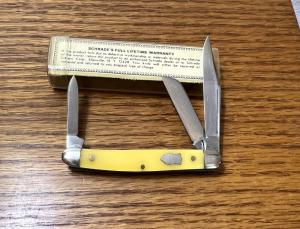 VINTAGE 57-73 SCHRADE WALDEN NY USA 808Y POCKET KNIFE amp VIEW TUBE BOX