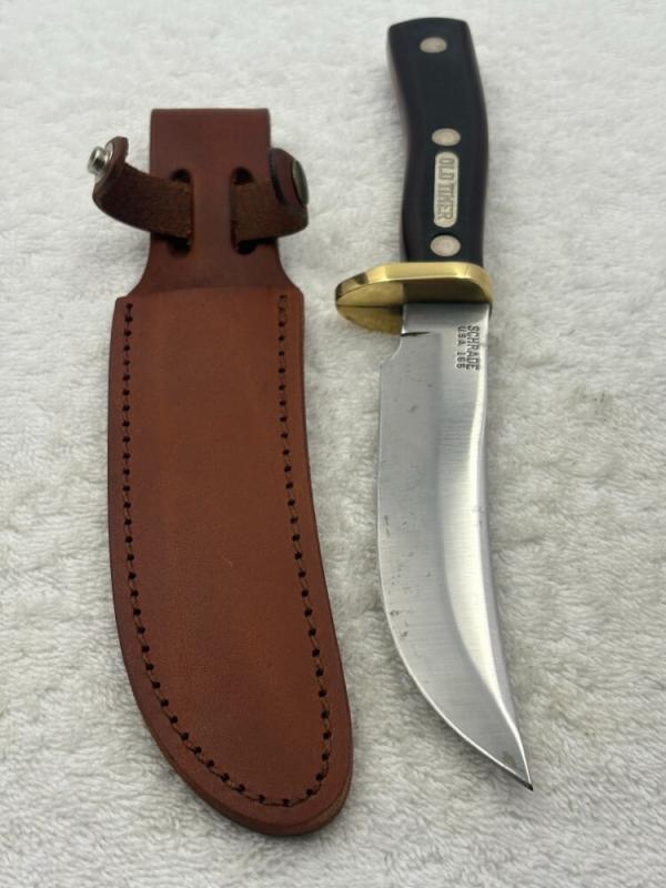 Schrade Old Timer 165 Woodsman Fixed Blade Sheath Knife Made In USA (#16)