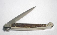 NEW AGA CAMPOLIN 12" SICILIANO FIGHTING KNIFE STAG 4 MIL BLADE RING PULL NICKEL SILVERS BOLSTERS