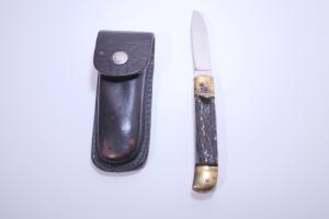 Vintage German Made Rostfrei Stag Handle Lever Lock Switchblade Functional Excellent