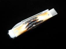 Titusville Cutlery Genuine Burnt Stag Lexingtonian Coffin Jack Knife Rare 1 of 30 COA USA Made