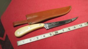 VTG IMPERIAL USA FRONTIER 442F Fish Fillet Knife w/ Original Leather Dangle Sheath