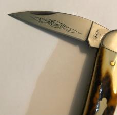 New without box Case Green Stag Seahorse Whittler with blue scroll