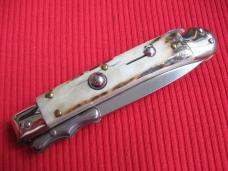 Italian MEDICI Style Stag Swing Guard STILETTO Switchblade Knife