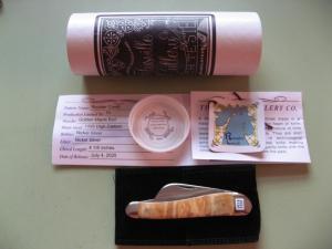 DANIELS FAMILY KNIFE BRANDS-TITUSVILLE CUTLERY-ROOSTER COMB-GOLDEN MAPLE BURL #1