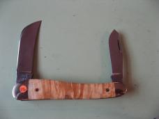   DANIELS FAMILY KNIFE BRANDS-TITUSVILLE CUTLERY-ROOSTER COMB-GOLDEN MAPLE BURL #2