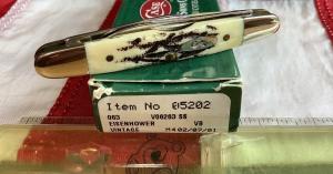 Case xx 2001 Eisenhower Knife Mdl# V06263 SSP w/ Super Vintage Bone Stag Handles -NOS in Orig Box