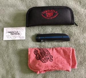 Bob Terzuola Custom Thin Blue Line LE Frame-lock Knife Mint