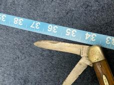 Vintage KA-BAR 1141 Three-Blade Pocket Knife – Spear/Drop/Sheepsfoot – Wood Handles – Well-Worn Cond