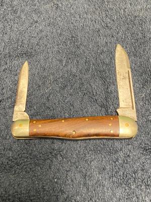 Vintage 2-Blade Jack Knife – Stiletto Cutlery Co. / “CCCIDENT” – Mixed Tang Stamps – Ebony/Brown Woo