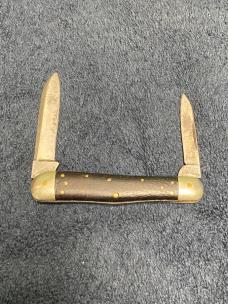 Vintage 2-Blade Jack Knife – Stiletto Cutlery Co. / “CCCIDENT” – Mixed Tang Stamps – Ebony/Brown Woo