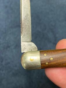 Vintage 2-Blade Jack Knife – Stiletto Cutlery Co. / “CCCIDENT” – Mixed Tang Stamps – Ebony/Brown Woo