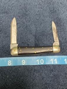 Vintage 2-Blade Jack Knife – Stiletto Cutlery Co. / “CCCIDENT” – Mixed Tang Stamps – Ebony/Brown Woo