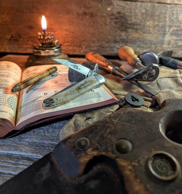 Great Eastern Cutlery -Tidioute - Camp Fire Whittler - JSR SFO - Appaloosa Bone Handles-4- NEW Great Eastern Cutlery -Tidioute - Camp Fire Whittler - JSR SFO - Appaloosa Bone Handles-4- NEW