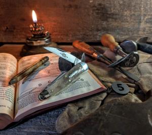 Great Eastern Cutlery -Tidioute - Camp Fire Whittler - JSR SFO - Appaloosa Bone Handles-5- NEW