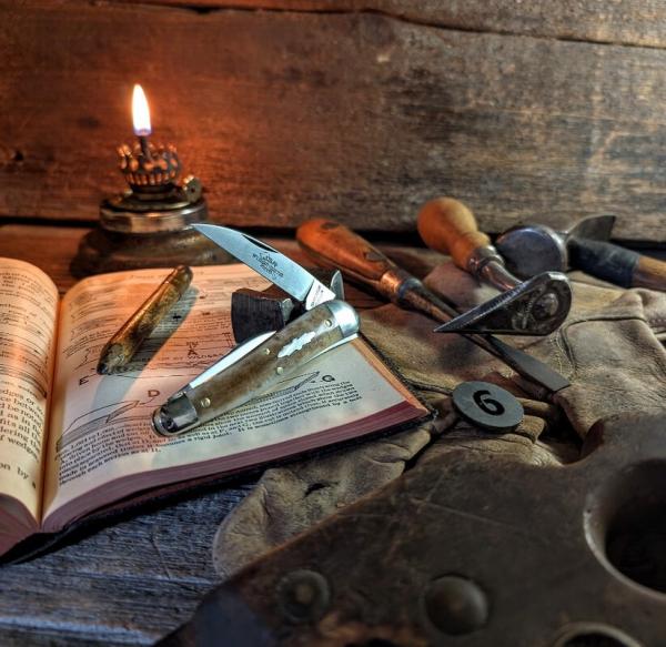 Great Eastern Cutlery -Tidioute - Camp Fire Whittler - JSR SFO - Appaloosa Bone Handles-6- NEW Great Eastern Cutlery -Tidioute - Camp Fire Whittler - JSR SFO - Appaloosa Bone Handles-6- NEW