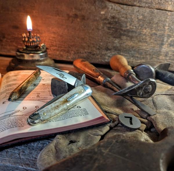 Great Eastern Cutlery -Tidioute - Camp Fire Whittler - JSR SFO - Appaloosa Bone Handles-7- NEW Great Eastern Cutlery -Tidioute - Camp Fire Whittler - JSR SFO - Appaloosa Bone Handles-7- NEW