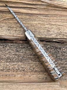 BUCK 112 RANGER BROWN MAMMOTH TOOTH WITH FINGER GROOVES LEROY REMER CUSTOM KNIFE #1