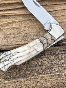 BUCK 112 RANGER OUTSIDE IVORY WITH MAMMOTH TOOTH INLAY LEROY REMER CUSTOM KNIFE #3