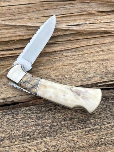 BUCK 112 RANGER OUTSIDE IVORY WITH MAMMOTH TOOTH INLAY LEROY REMER CUSTOM KNIFE #3